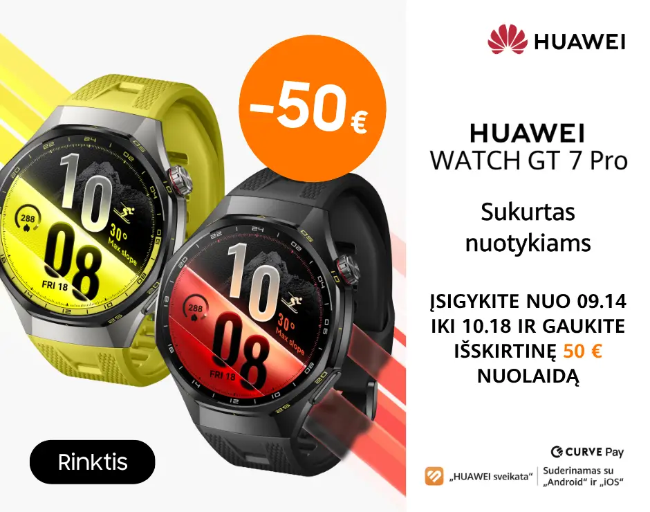 Huawei Watch GT7 Pro akcija nuo 379 Eur, Mobili prekyba