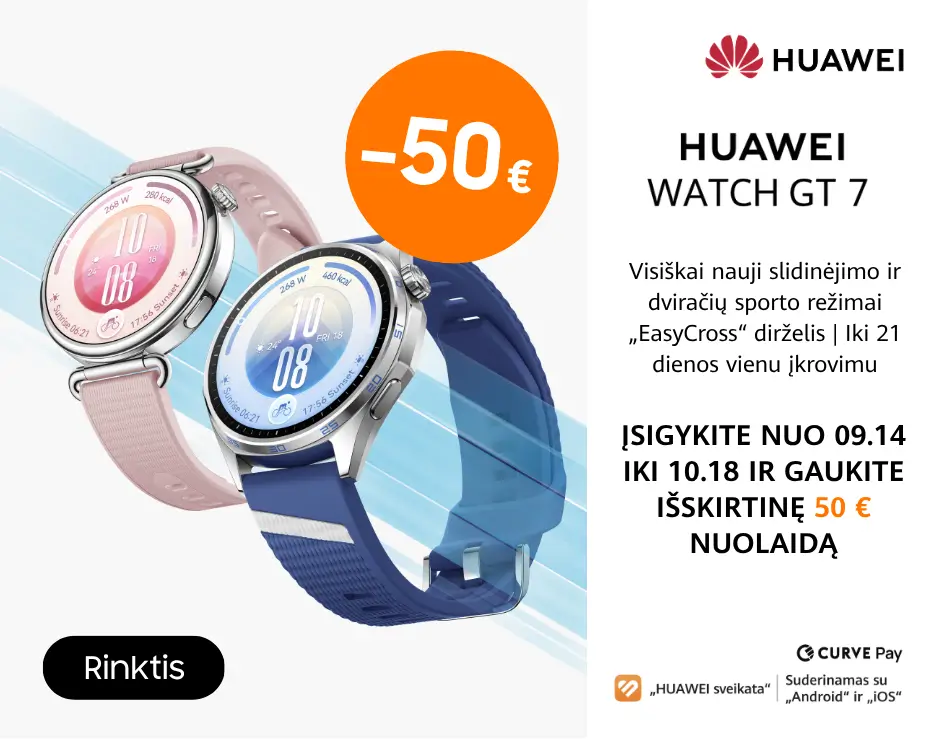 Huawei Watch GT7 akcija nuo 249 Eur, Mobili prekyba