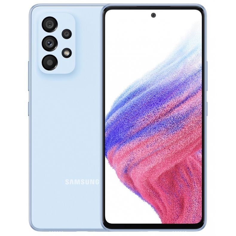 Samsung A53 5G melyna spalva ekranas ir nugarel