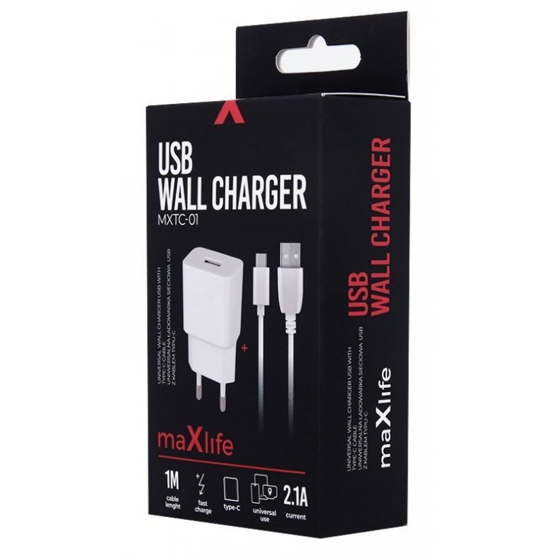 Maxlife tinklo įkroviklis 10.5W + laidas Type-C