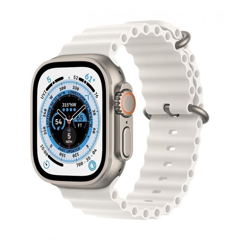 Apple_Watch_Ultra_Cellular_49mm_Titanium_White_Ocean_Band_34FR_Screen__USEN