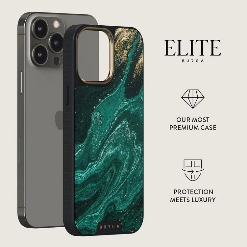 BURGA Elite Gold dėklas iPhone 14 Pro Emerald Pool 