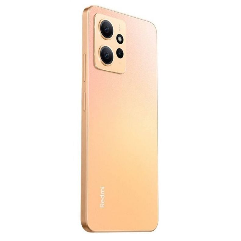 Xiaomi Note12 auksinės spalvos nugarele 45 kampu kaire puse