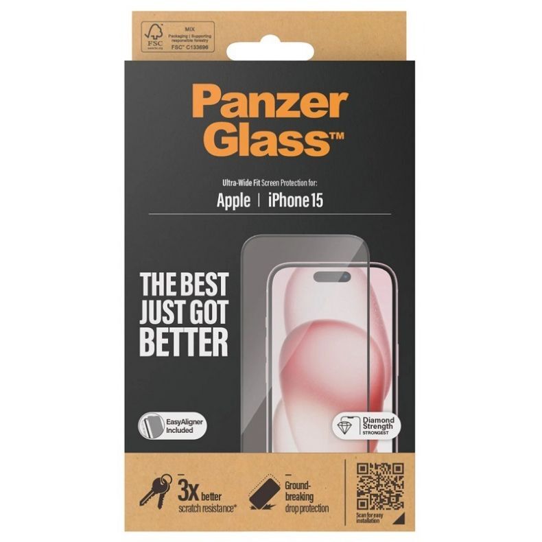 PANZERGLASS grūdintas apsauginis stikliukas iPhone 15