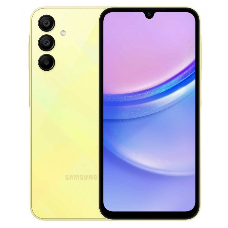 Samsung_A15_128GB_geltona_spalva_ekranas_ir_nugarele