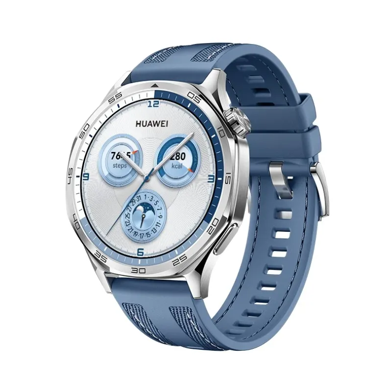 Huawei GT5 išmanusis laikrodis 46mm, sidabrinis mėlyna apyrankė, 3 nuotrauka