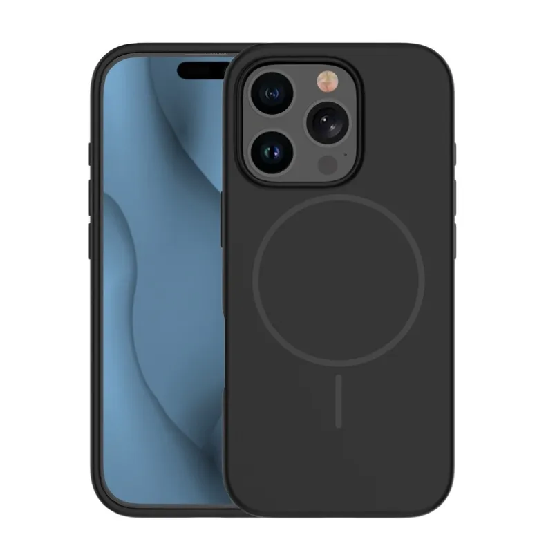 Smart iPhone 16 Pro silikoninis Magsafe dėklas, juoda, 2 nuotrauka