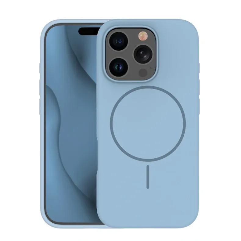 Smart iPhone 16 Pro Max silikoninis Magsafe dėklas, šviesi mėlyna, 2 nuotrauka