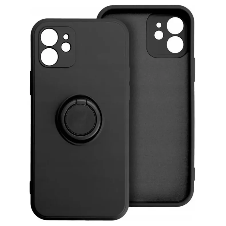 Smart Xiaomi Redmi Note 14 5G silikoninis dėklas su žiedu, juodas, 1 nuotrauka