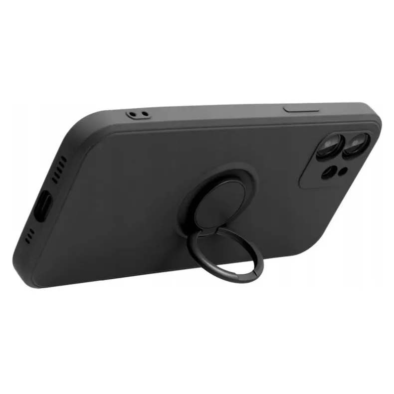 Smart Xiaomi Redmi Note 14 5G silikoninis dėklas su žiedu, juodas, 4 nuotrauka