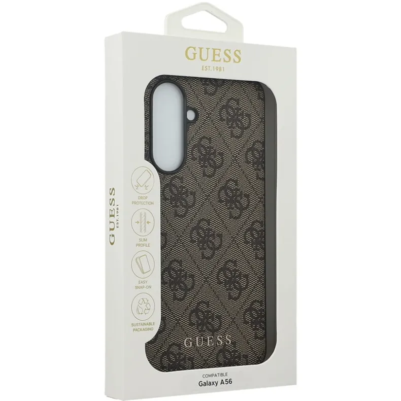 Guess Samsung Galaxy A56 Metal Logo dėklas, ruda, 7 nuotrauka
