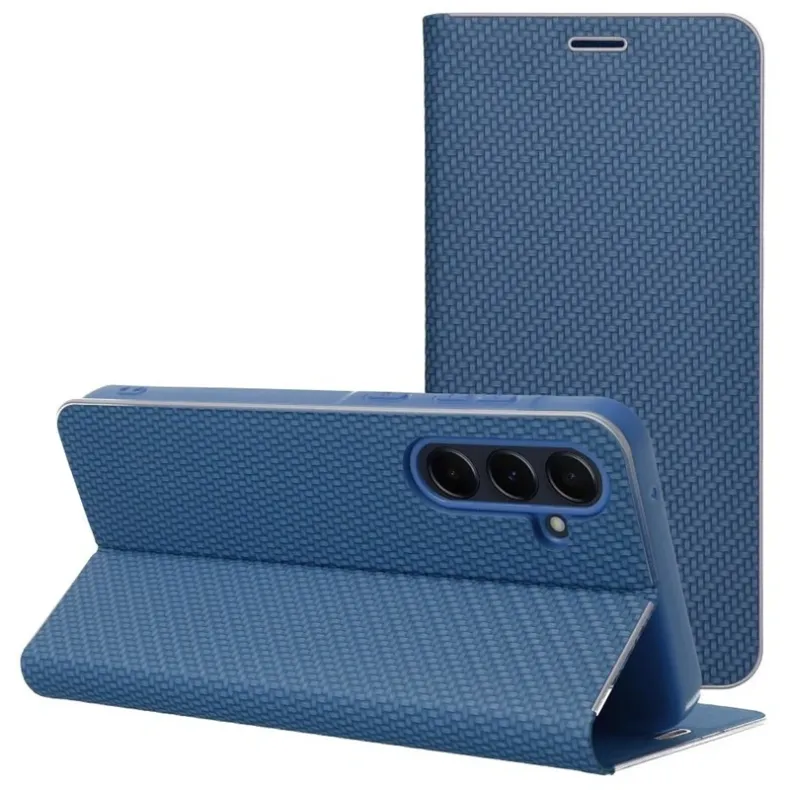 Smart Samsung Galaxy A56 Luna Book Carbon dėklas, mėlyna, 3 nuotrauka