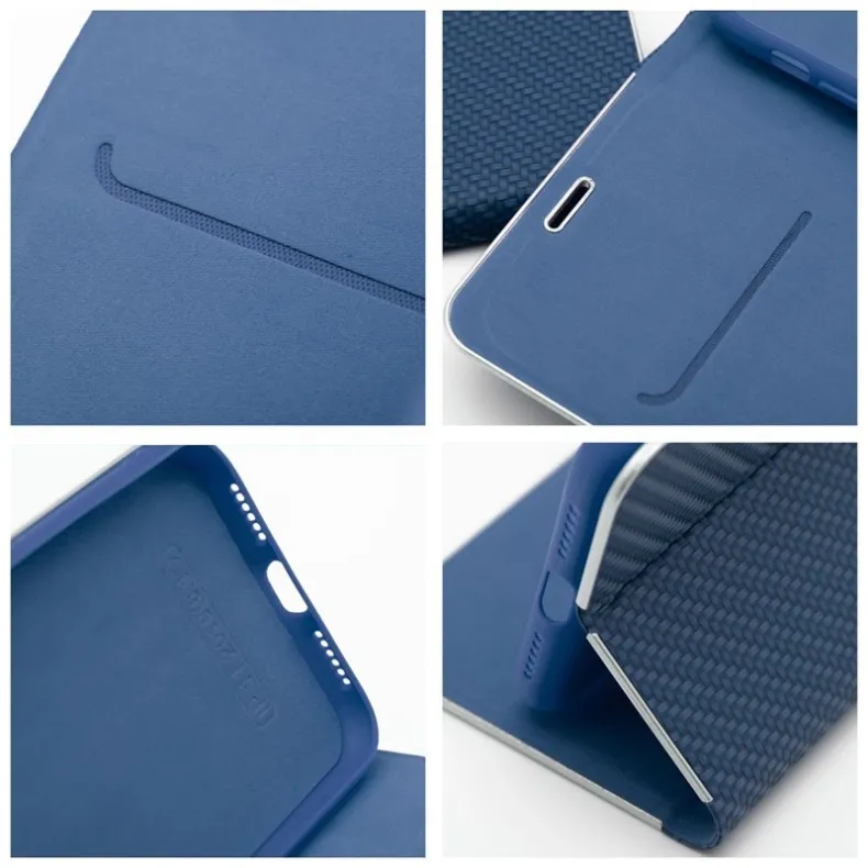 Smart Samsung Galaxy A56 Luna Book Carbon dėklas, mėlyna, 4 nuotrauka