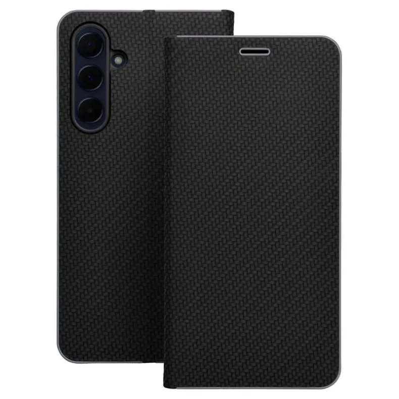 Smart Samsung Galaxy A56 Luna Book Carbon dėklas, juoda, 1 nuotrauka