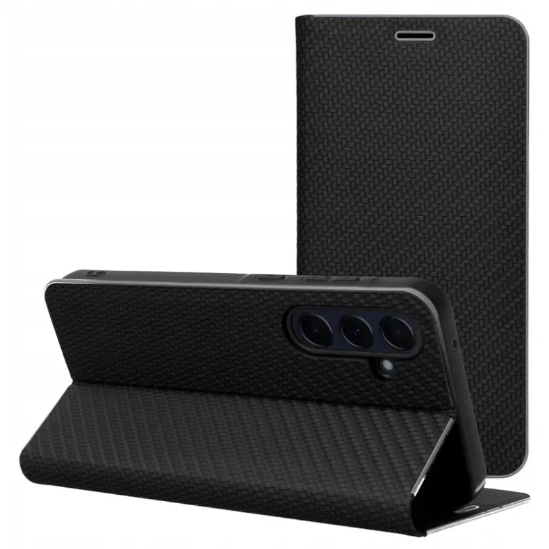 Smart Samsung Galaxy A56 Luna Book Carbon dėklas, juoda, 3 nuotrauka