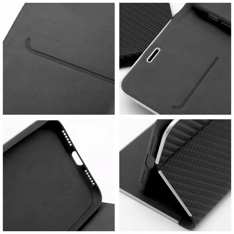 Smart Samsung Galaxy A56 Luna Book Carbon dėklas, juoda, 4 nuotrauka