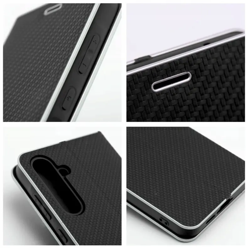 Smart Samsung Galaxy A56 Luna Book Carbon dėklas, juoda, 5 nuotrauka