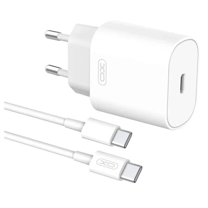 Xo tinklo įkroviklis su USB-C jungtimi ir USB-C laidu - 25W, 2 - nuotrauka