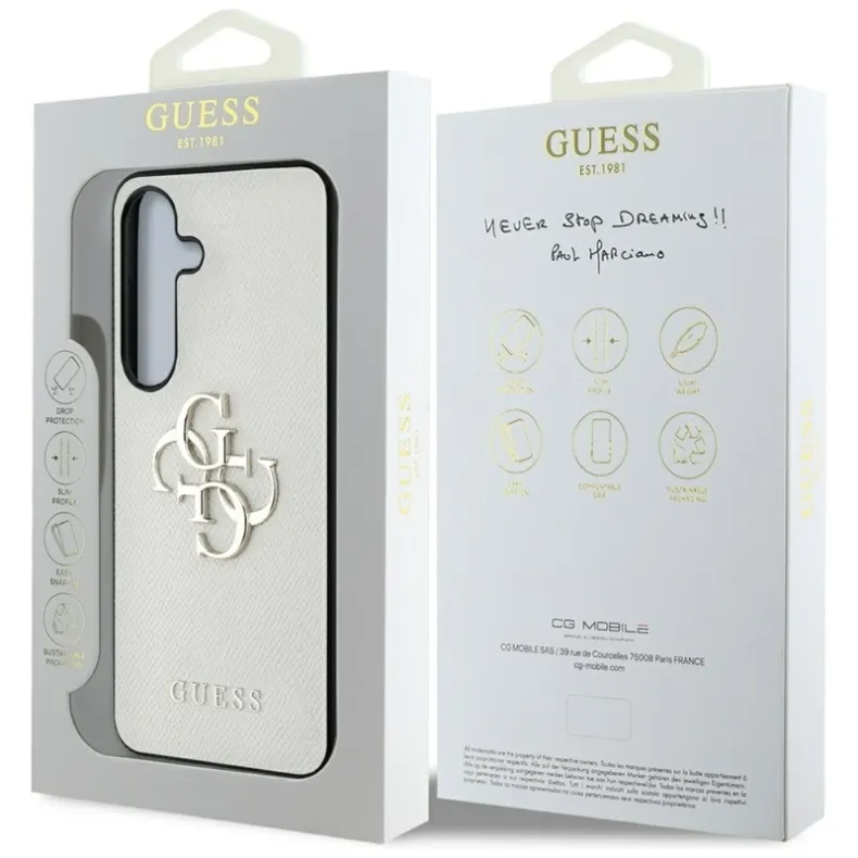 Guess Samsung Galaxy S25 Ultra Grained Big 4G Logo dėklas, smėlio, 6 nuotrauka