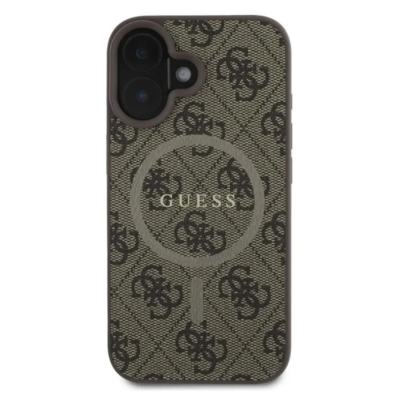 Guess iPhone 16 Classic Logo dėklas, ruda, 1 nuotrauka