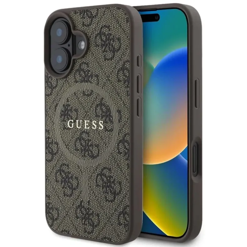  Guess iPhone 16 Classic Logo dėklas, ruda, 3 nuotrauka