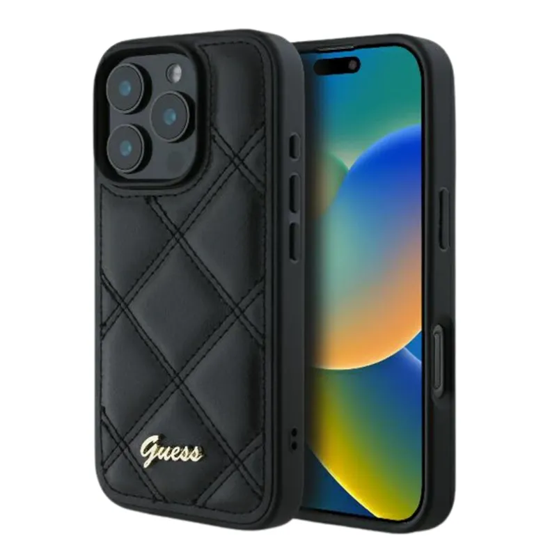 Guess iPhone 16 Pro Metal Logo dėklas, juoda, 2 nuotrauka
