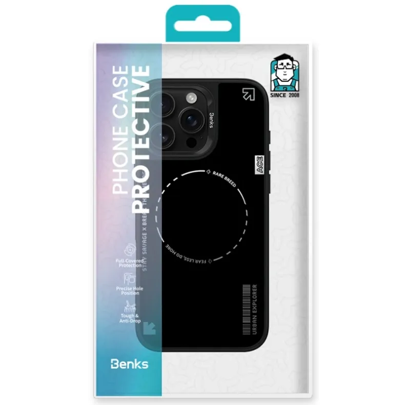 Benks iPhone 16 Pro Dinamic Minimalist dėklas, juoda, 5 nuotrauka