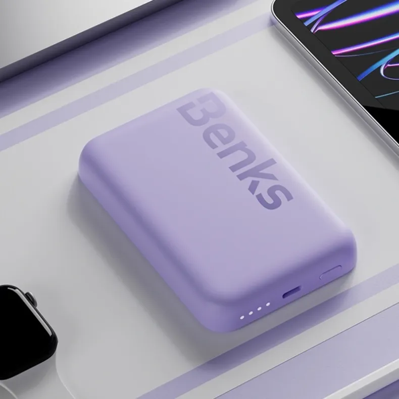 Benks MP10 MagSafe belaidė išorinė baterija - 6000 mAh, violetinė, 3 nuotrauka