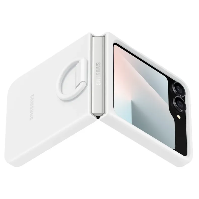 Galaxy Flip7 Fe-Flip6 silikoninis dėklas su žiedu, baltas, 5 nuotrauka