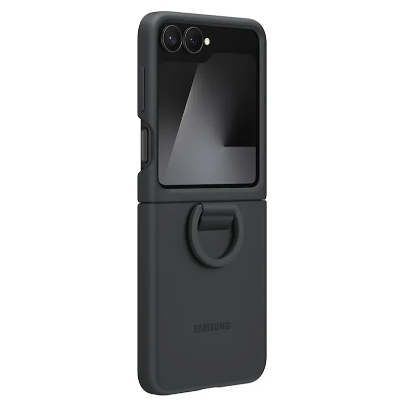 Galaxy Flip7 Fe-Flip6 silikoninis dėklas su žiedu, juodas, 4 nuotrauka