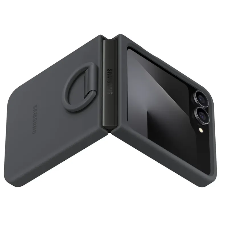 Galaxy Flip7 Fe-Flip6 silikoninis dėklas su žiedu, juodas, 5 nuotrauka