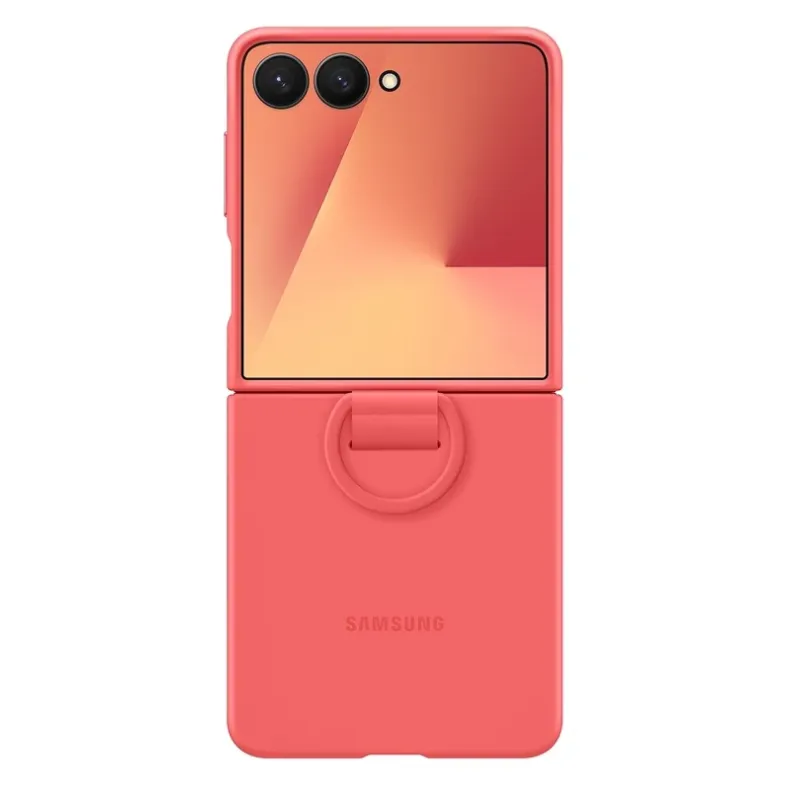 Samsung Galaxy Flip7 silikoninis dėklas su žiedu, raudonas, 4 nuotrauka