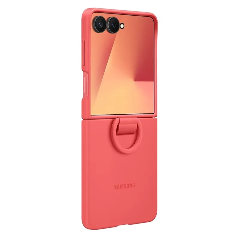 Samsung Galaxy Flip7 silikoninis dėklas su žiedu, raudonas, 5 nuotrauka