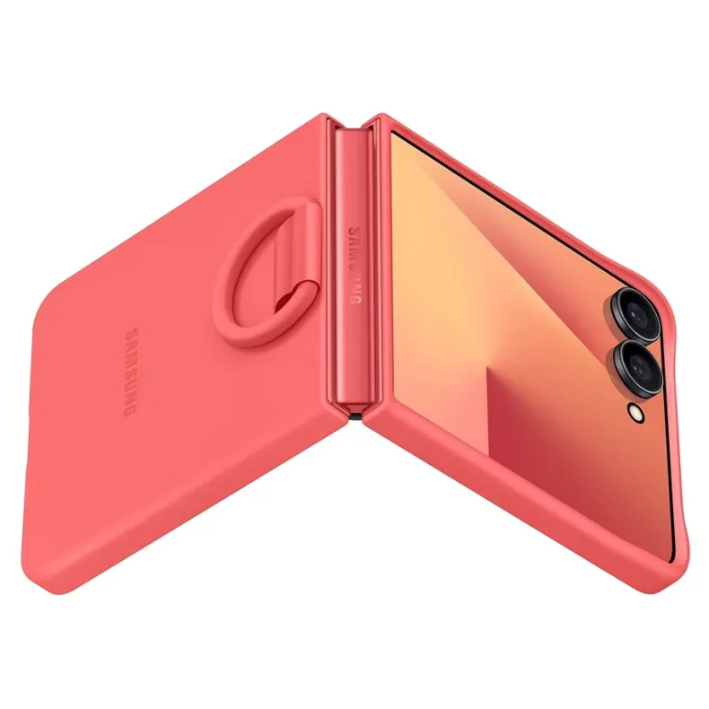 Samsung Galaxy Flip7 silikoninis dėklas su žiedu, raudonas, 6 nuotrauka