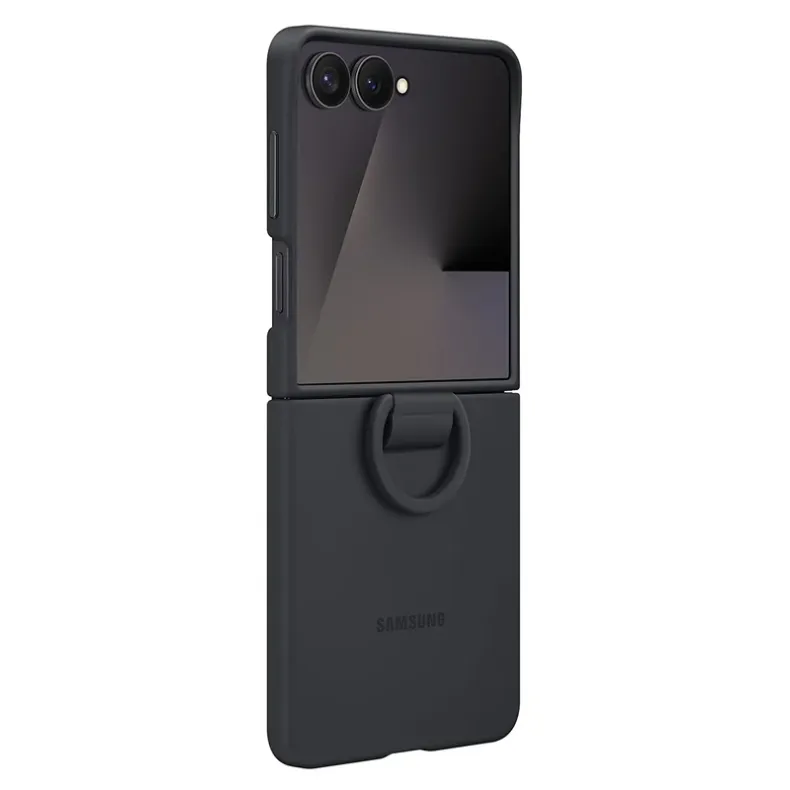 Samsung Galaxy Flip7 silikoninis dėklas su žiedu, juodas, 5 nuotrauka