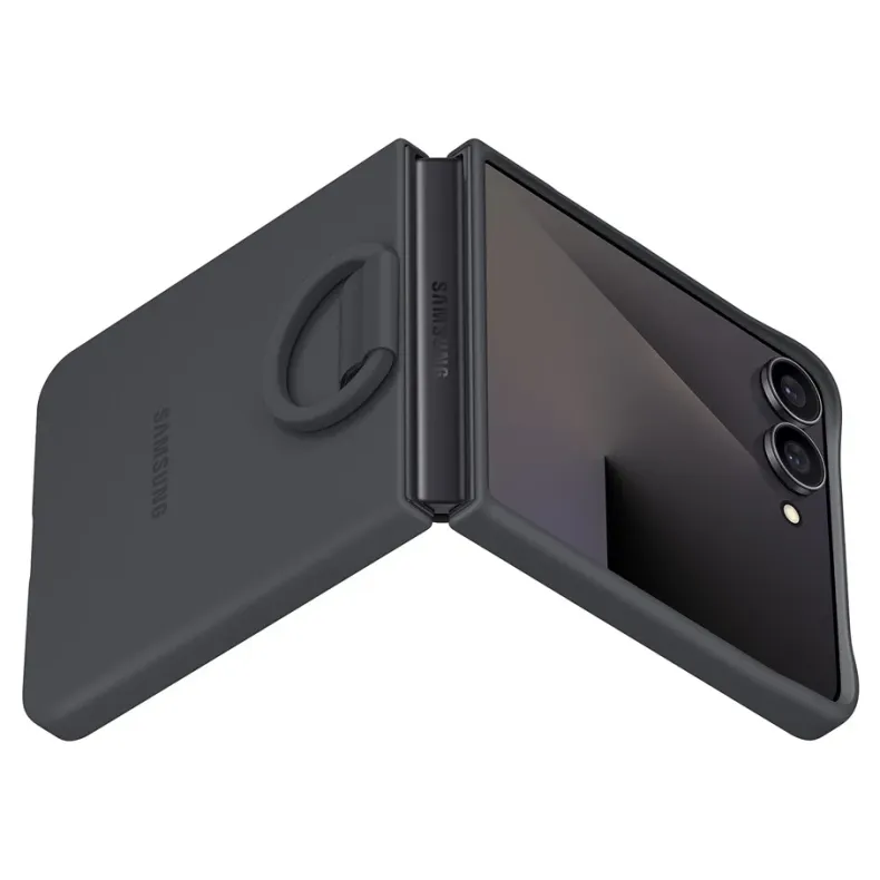 Samsung Galaxy Flip7 silikoninis dėklas su žiedu, juodas, 6 nuotrauka