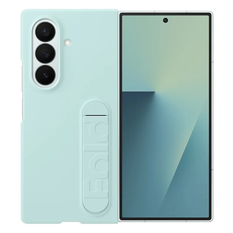 Samsung Galaxy Fold7 silikoninis dėklas su kojele, mėtinė, 1 nuotrauka