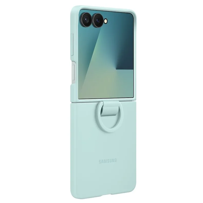 Samsung Galaxy Flip7 silikoninis dėklas su žiedu, mėtinė, 5 nuotrauka