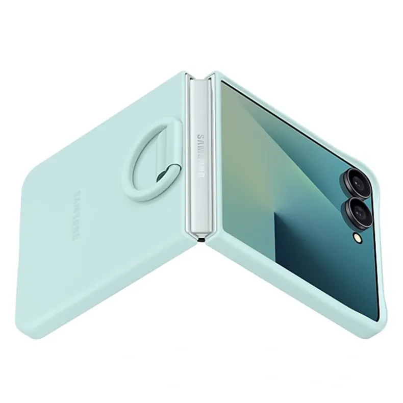 Samsung Galaxy Flip7 silikoninis dėklas su žiedu, mėtinė, 6 nuotrauka