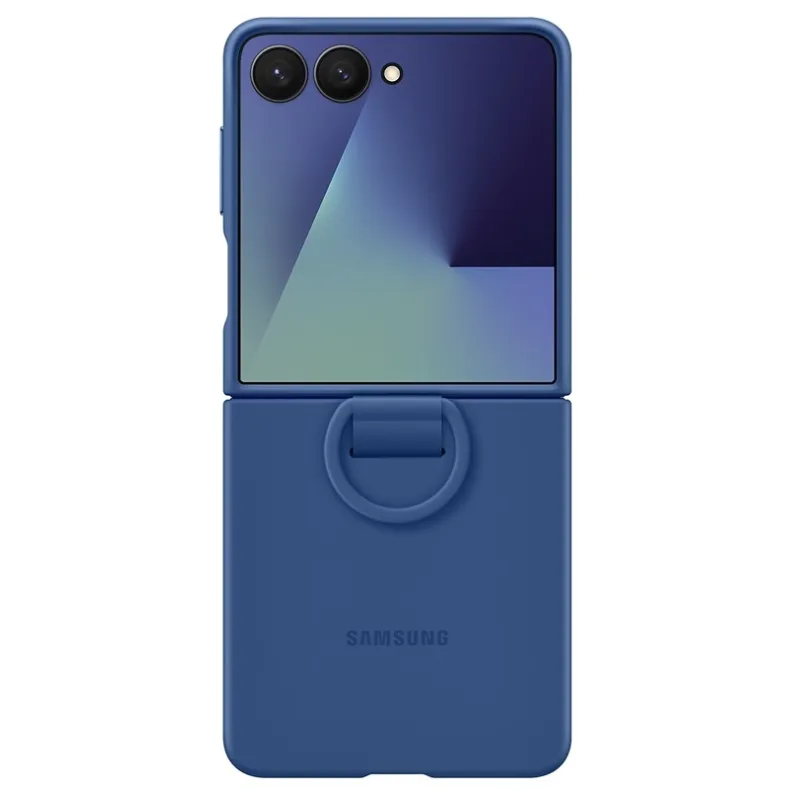 Samsung Galaxy Flip7 silikoninis dėklas su žiedu, mėlyna, 4 nuotrauka