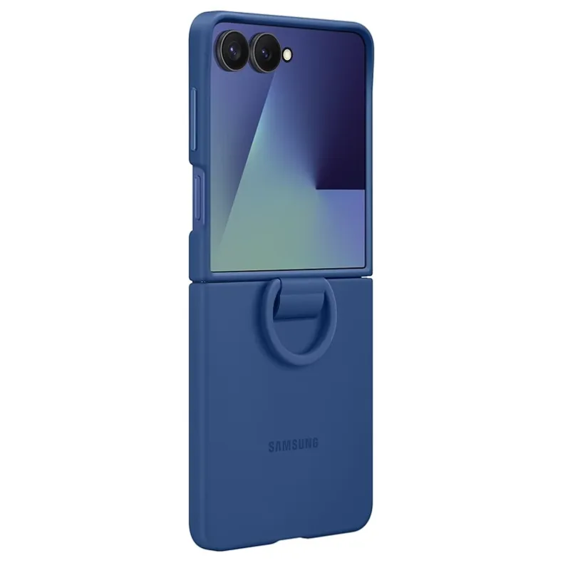 Samsung Galaxy Flip7 silikoninis dėklas su žiedu, mėlyna, 5 nuotrauka