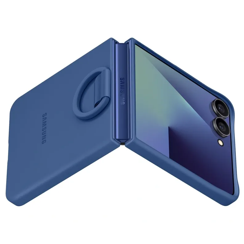 Samsung Galaxy Flip7 silikoninis dėklas su žiedu, mėlyna, 6 nuotrauka