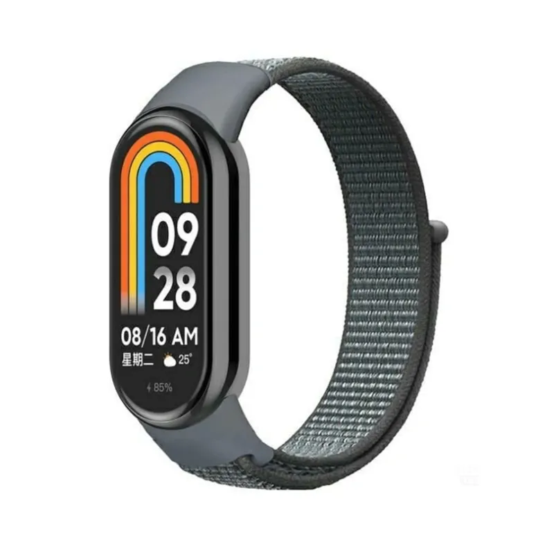 Beline Xiaomi Band 8 9 10 medžiaginis dirželis, pilka, 1 nuotrauka