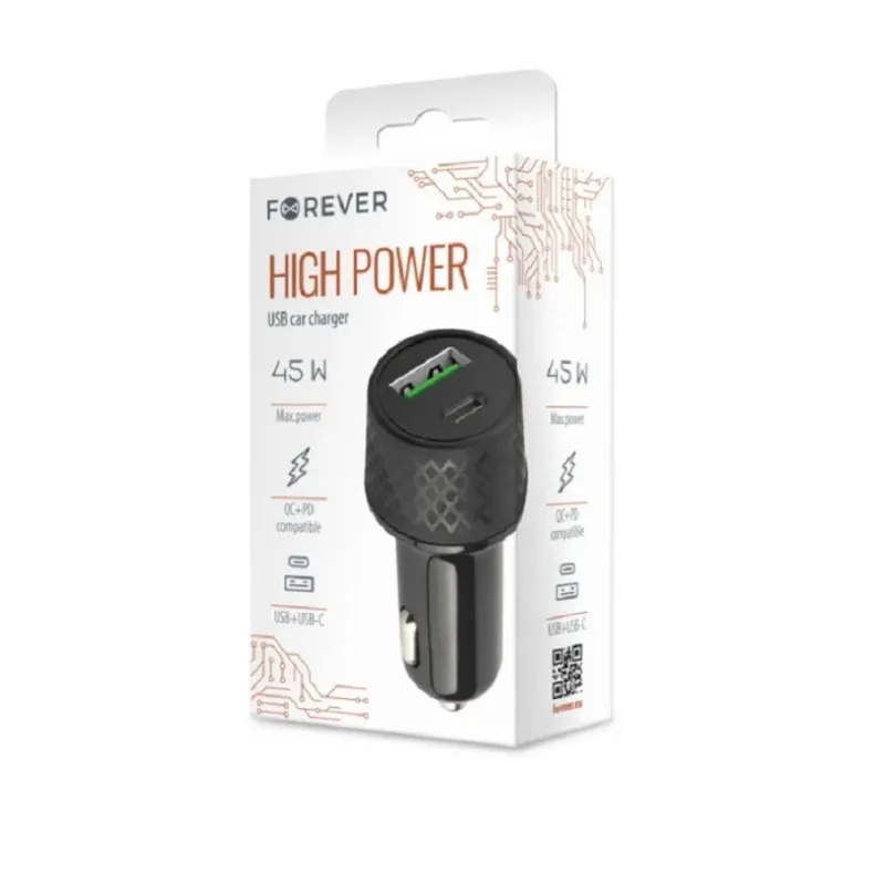 Forever PD+QC USB-CUSB-A automobilinis įkroviklis - 45W,3 nuotrauka