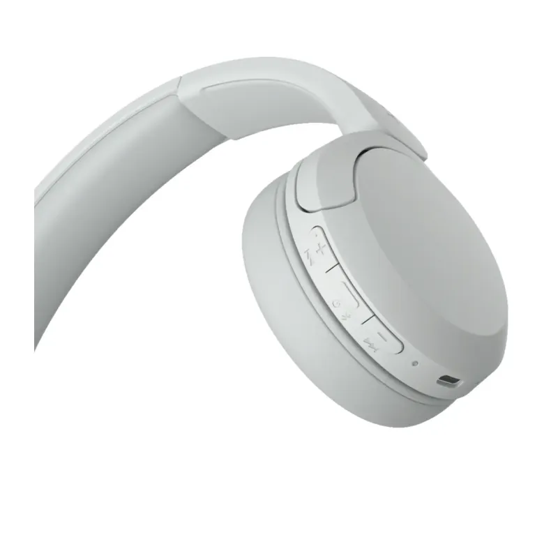 Sony WH-CH520 belaidės ausinės, baltos spalvos, valdymo mygtukai