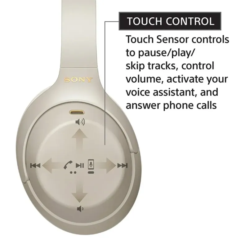  Sony WH-1000XM4 belaidės ausinės, silver, valdymas