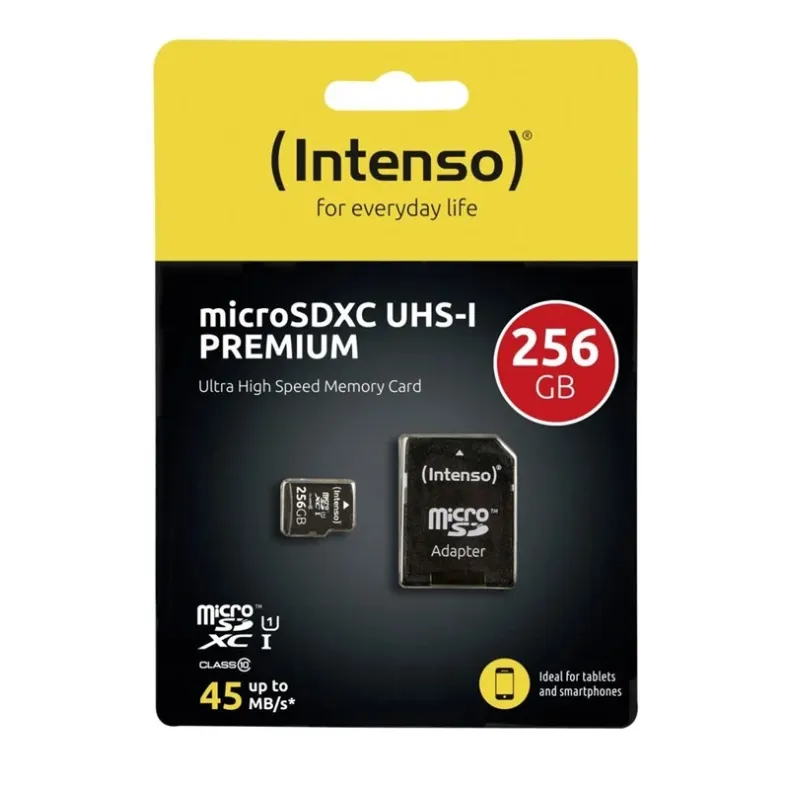 Intenso MicroSDXC Premium atminties kortelė 256GB,2 nuotrauka