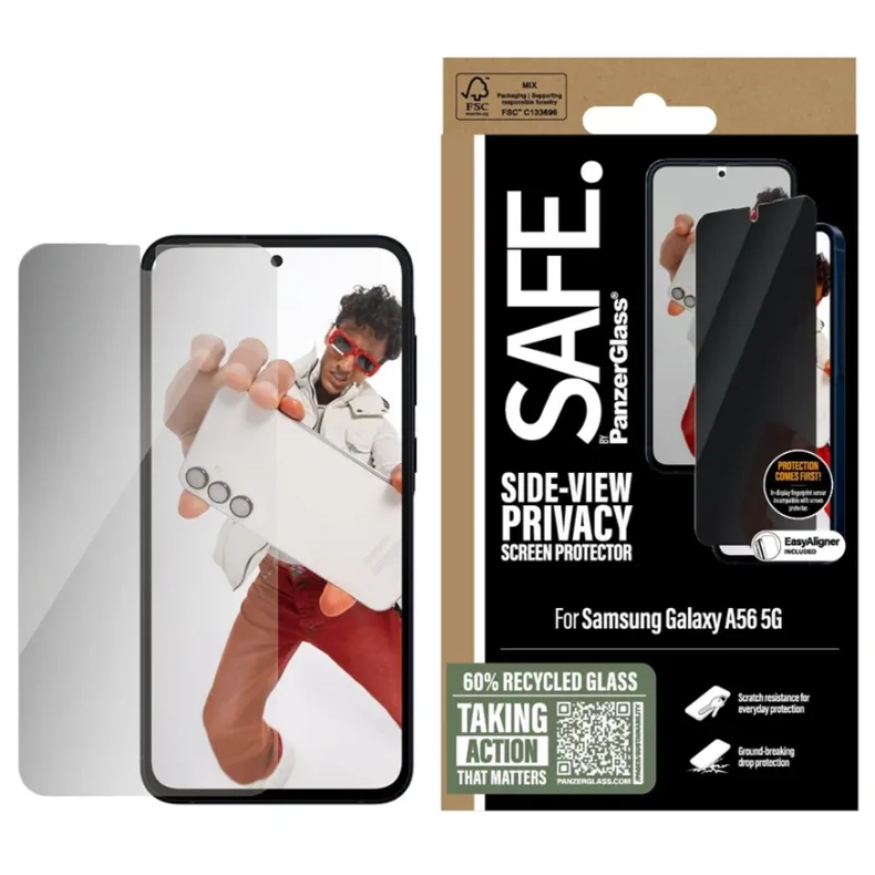  Safe Samsung Galaxy A56 privacy stikliukas, skaidri, 2 nuotrauka