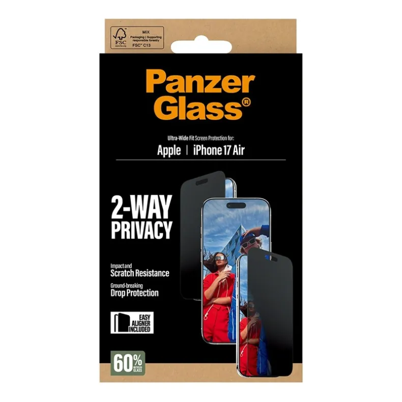  Panzerglass iPhone 17 Air privacy stikliukas, skaidri, 1 nuotrauka