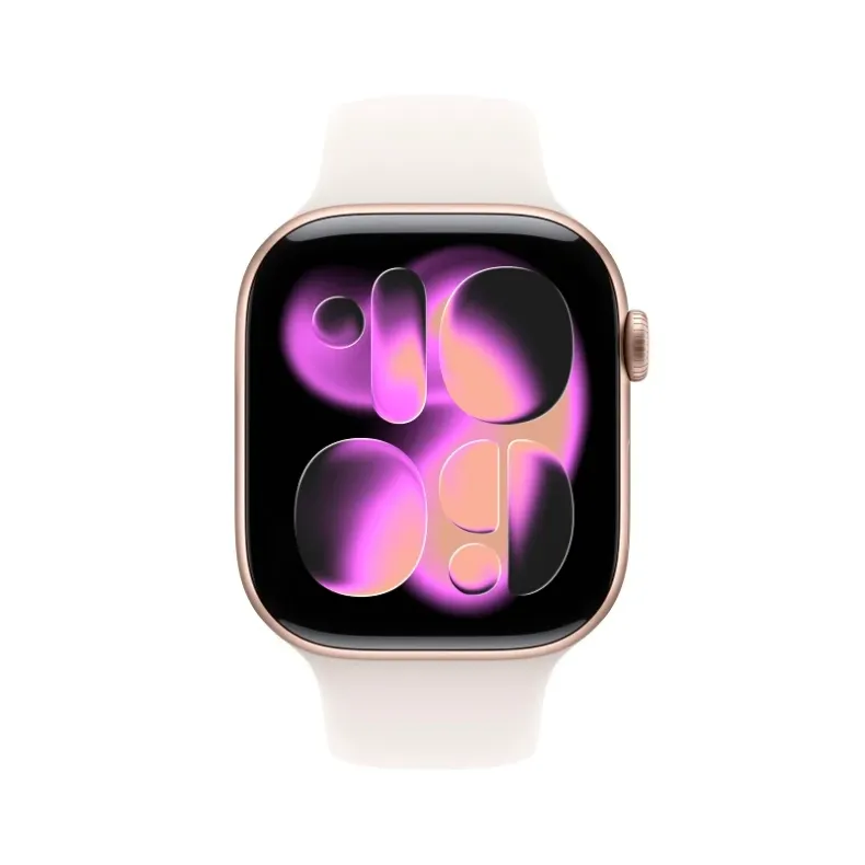 Apple Watch 11 GPS 42MM Rose Gold Aluminium Case with Light Blush Sport Band- S/M,  2 nuotrauka
